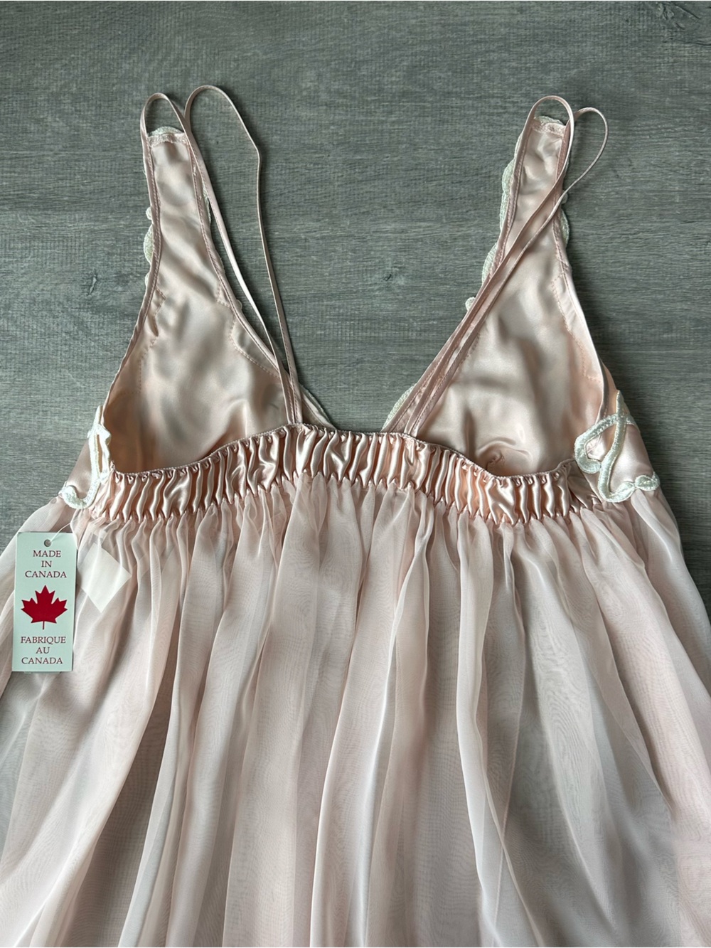 Deadstock 90s Coquette Sheer Pink Lace Slip Dress Made in Canada - Picture 6 of 8